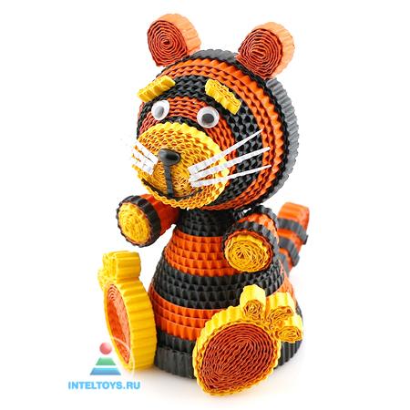 Объемный квиллинг, 3D-фигурка из гофрокартона «Тигренок»