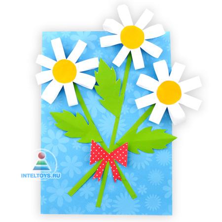 Объемная аппликация «Ромашки» из цветной бумаги: мастер-класс