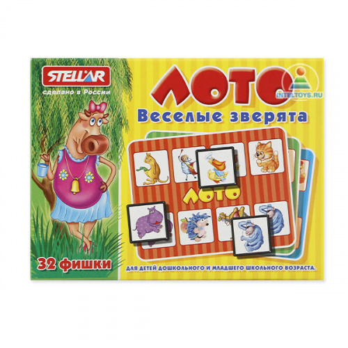 Лото «Веселые зверята» Стеллар (Stellar), 32 фишки