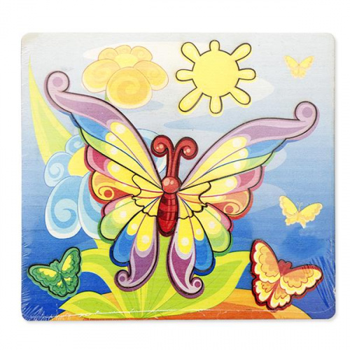 Деревянные пазлы-вкладыши «Бабочка» (Полноцвет)