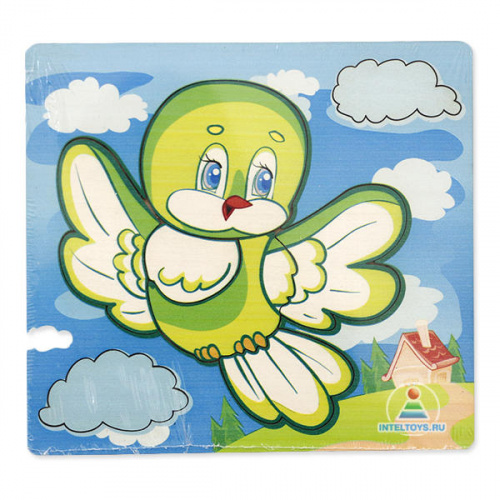 Деревянные вставные пазлы «Птичка» (Полноцвет)