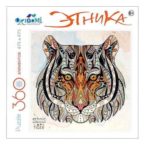 Пазлы Origami «Тигр – Этника» Арт-терапия, 360 элементов, Оригами