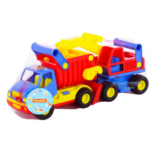 Автомобиль-самосвал и экскаватор колесный «Констрак» в сетке, Полесье