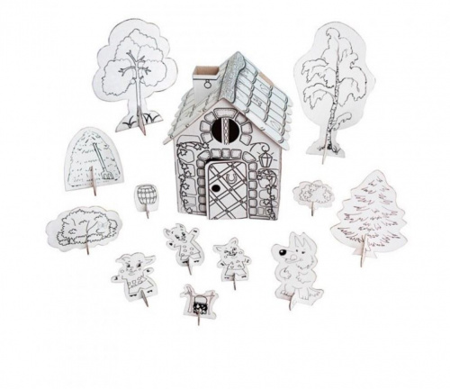 Домик трех поросят 3D Раскраска из картона***