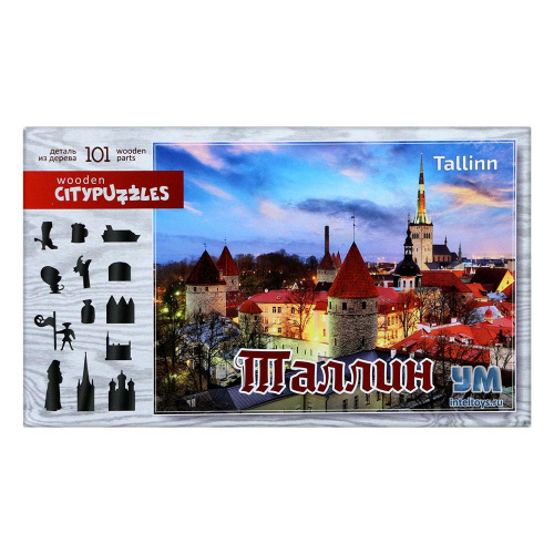 Деревянные фигурные пазлы Нескучные игры «Таллин», Citypuzzles
