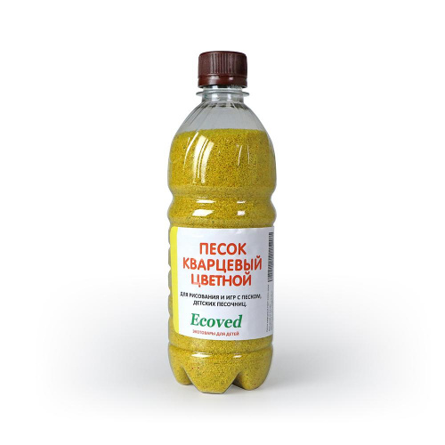 Цветной кварцевый песок для рисования и игр 750 г Ecoved (Эковед) желтый