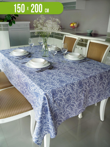 Скатерть СИНИЙ БУТА хлопок 150*200