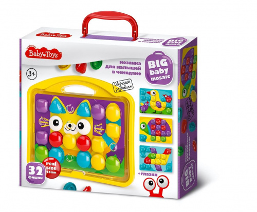Мозаика для малышей в чемодане Baby Toys «Котик» 32 элемента, Десятое королевство