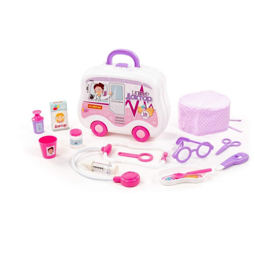 Игровой набор «Доктор» № 18, 16 элементов в чемоданчике на колесах, Полесье
