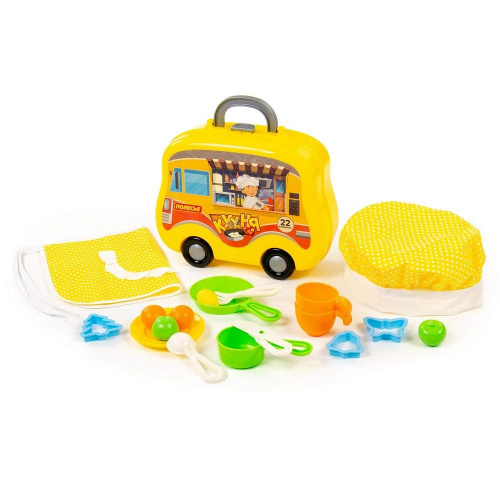 Набор детской посуды 22 элемента в чемоданчике на колесиках, Полесье