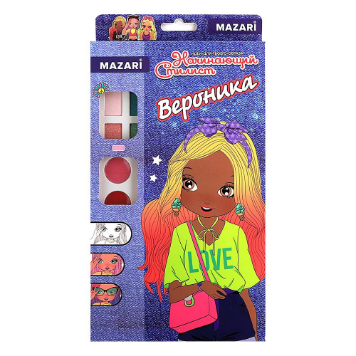 Альбом для творчеств с наклейками, трафаретами, косметикой и карандашами «Вероника», Mazari