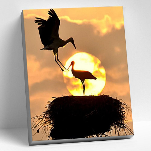 Картина мозаикой с нанесенной рамкой «Аисты на закате» 40х50 см, Molly
