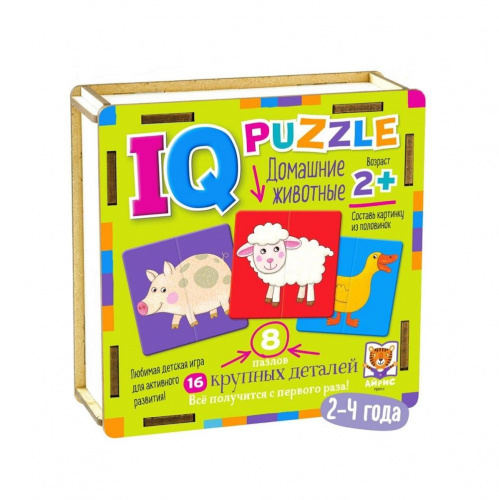 IQ пазл деревянный «Домашние животные» 2+, Айрис-Пресс