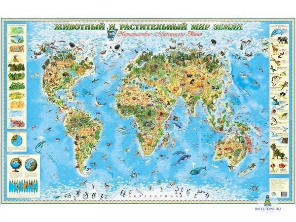 Детская карта «Животный и растительный мир Земли» купить в Москве, НижнемНовгороде, СПб, Казани