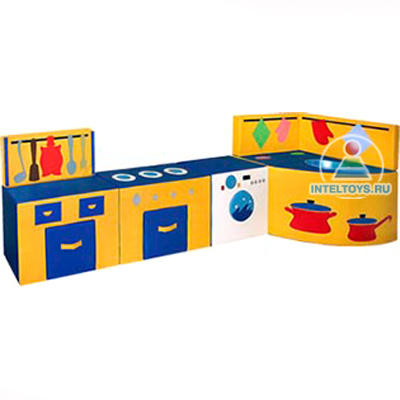 Детская игровая кухня (газовая плита, стол, стиральная машина, мойка)