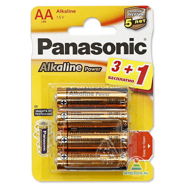 Щелочные батарейки LR6 (AA) Alkaline, Panasonic/Navigator, 4 шт, Панасоник