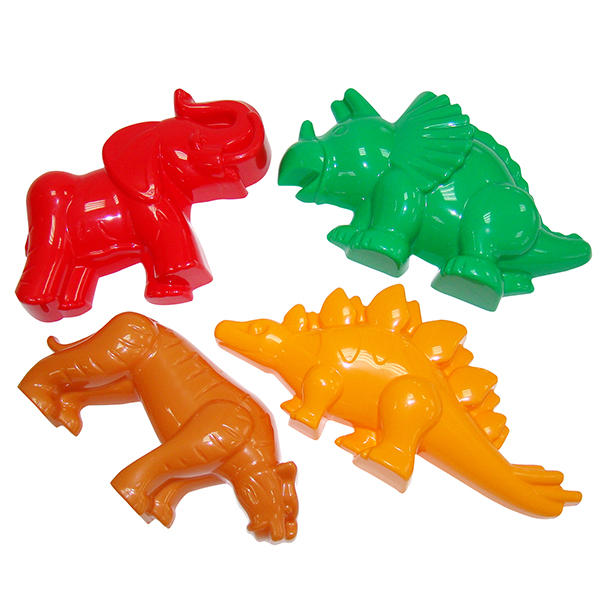 Песочные формочки, 4 штуки (тигр, мамонт, 2 динозавра)