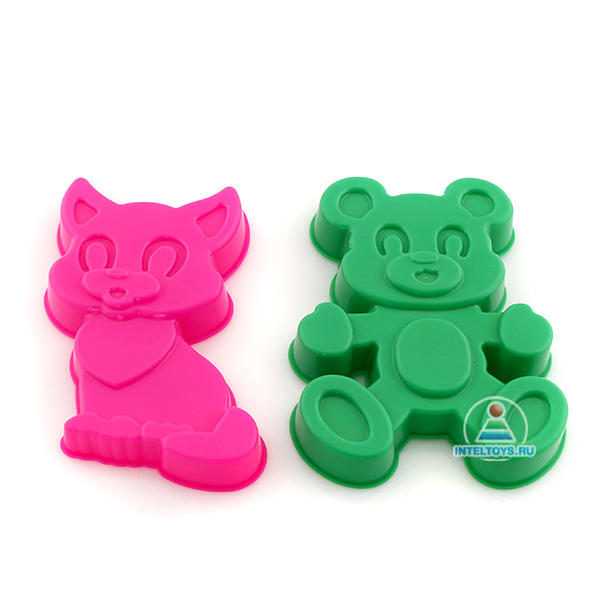 Песочные формочки, 2 штуки (котенок, медведь)