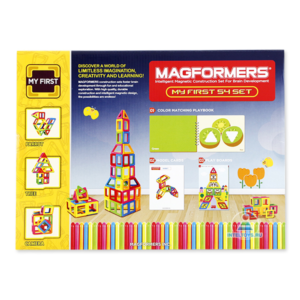 В конструкторе 54 детали. Magformers 54 детали. Магнитный my first 30 63107