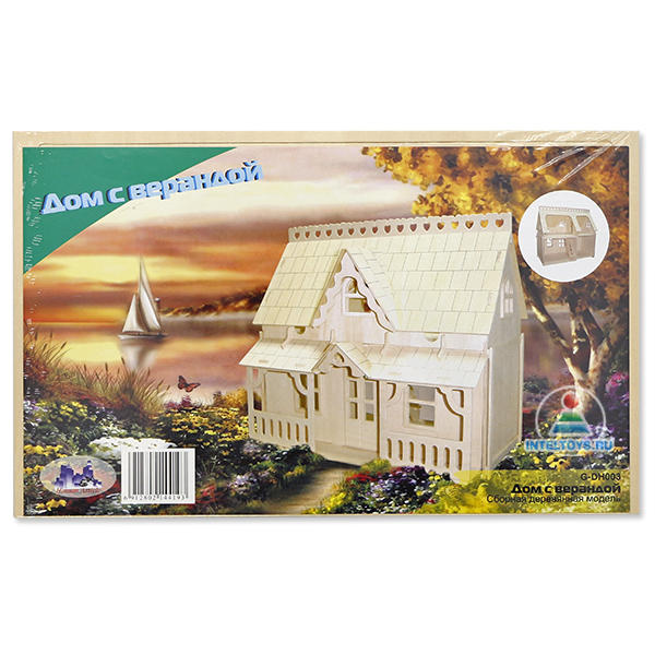 Деревянная модель для сборки «Дом с верандой»