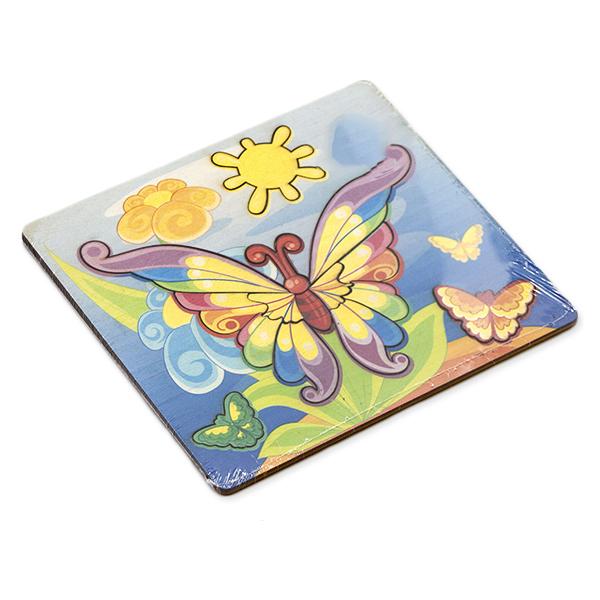 Деревянные пазлы-вкладыши «Бабочка» (Полноцвет) фото 1