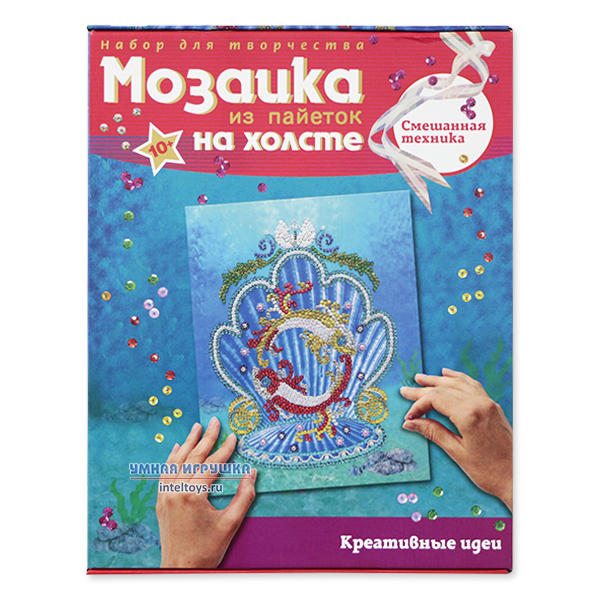 Картина из бисера и пайеток на холсте «Рыбы», Волшебная мастерская