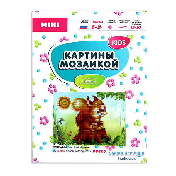 Мини-картина мозаикой Molly «KIDS – Белочка на пеньке», Молли