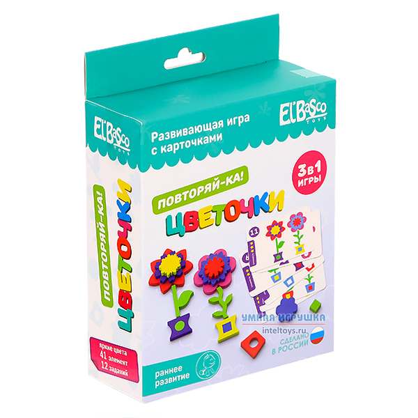 Развивающая игра «Повторяй-ка – Цветочки» с карточками, Elbasco Toys ...