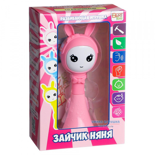 Интерактивная развивающая игрушка «Зайка Няня», Bert Toys, розовый ...