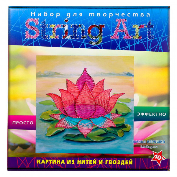 Набор String Art «Лотос – Картина из нитей и гвоздей», Волшебная мастерская 