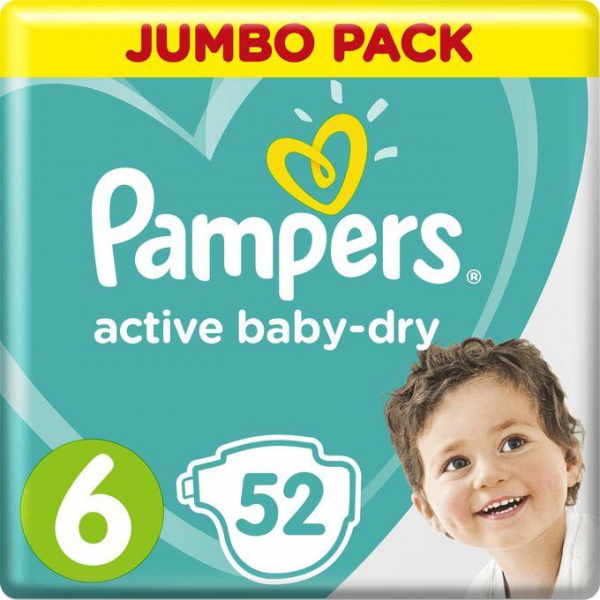 Подгузники Pampers Active Baby Dry 6 (13-18 кг), 52 штуки