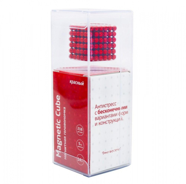Головоломка магнитная красный 216 шариков 5 мм Magnetic Cube