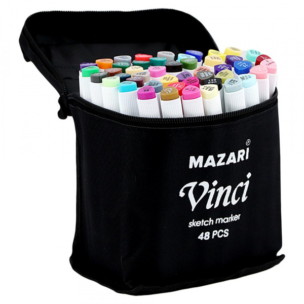 Маркеры для скетчинга в чехле «Vinci» Mazari, 48 цветов