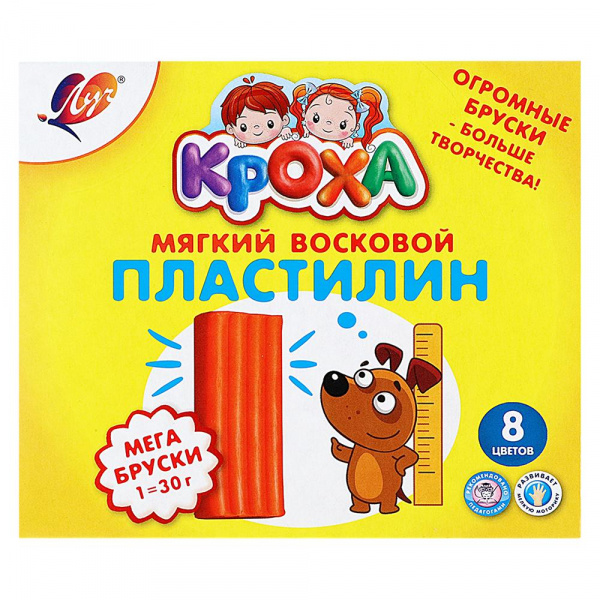 Мягкий восковой пластилин Кроха «Мега», Луч (8 цветов)