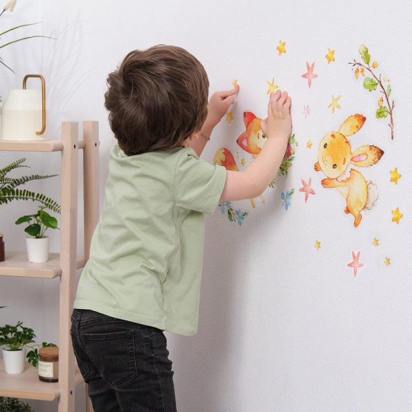 Декоративные наклейки Лисенок и зайчонок фото 5