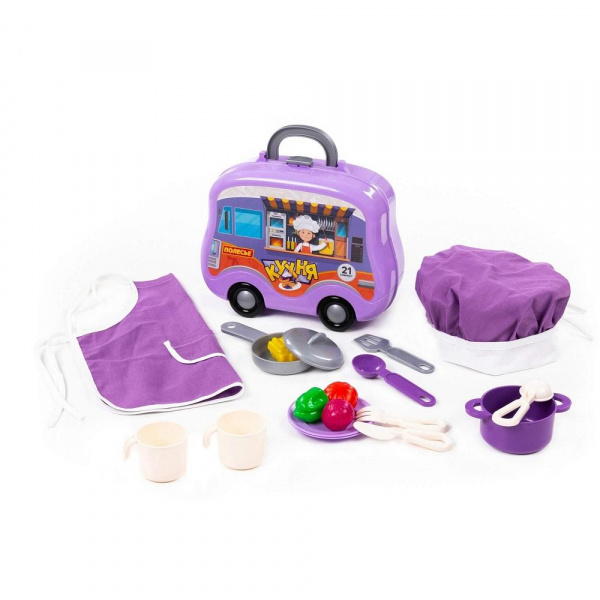 Набор детской посуды в чемоданчике на колесиках «Кухня» 21 элемент, Полесье
