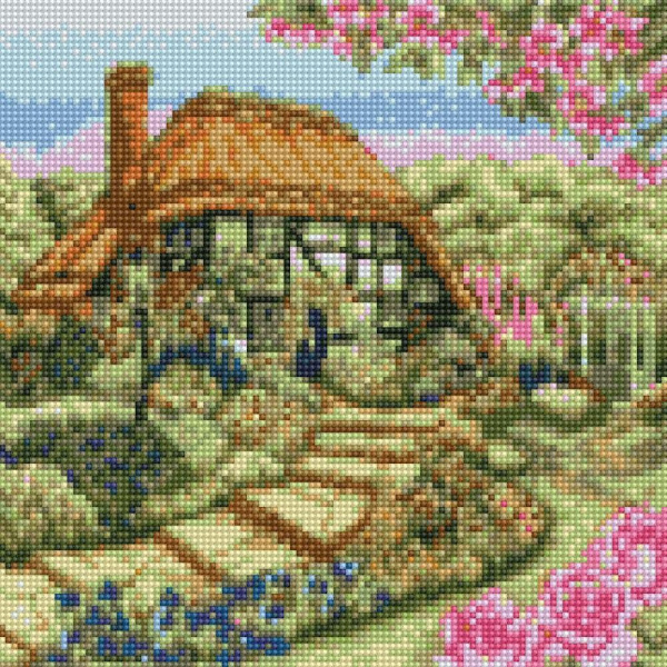 Картина мозаикой Домик с розами фото 1