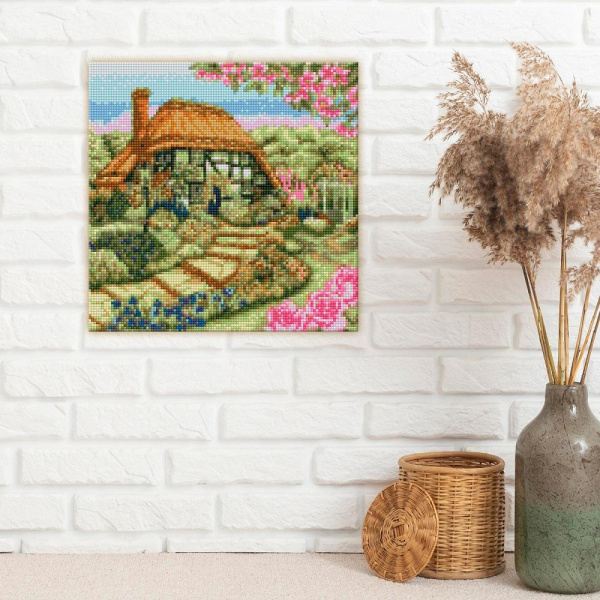 Картина мозаикой Домик с розами фото 2