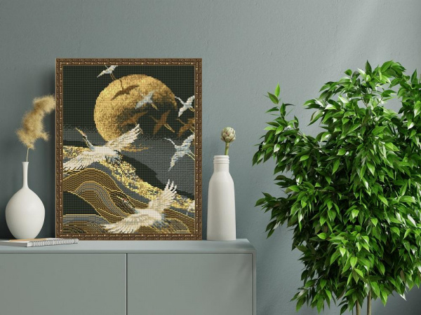 Картина мозаикой Полет журавлей фото 2