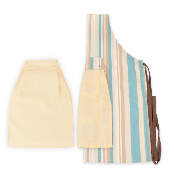 Кухонный фартук из хлопка Полоска и 3 полотенца Персик фото 5
