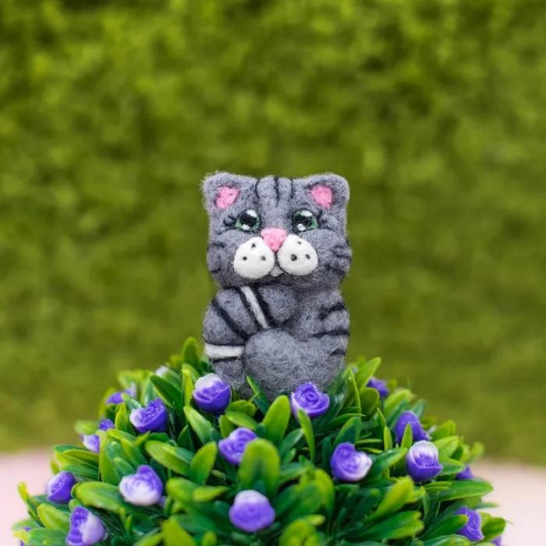 Брошь из шерсти Кот фото 3