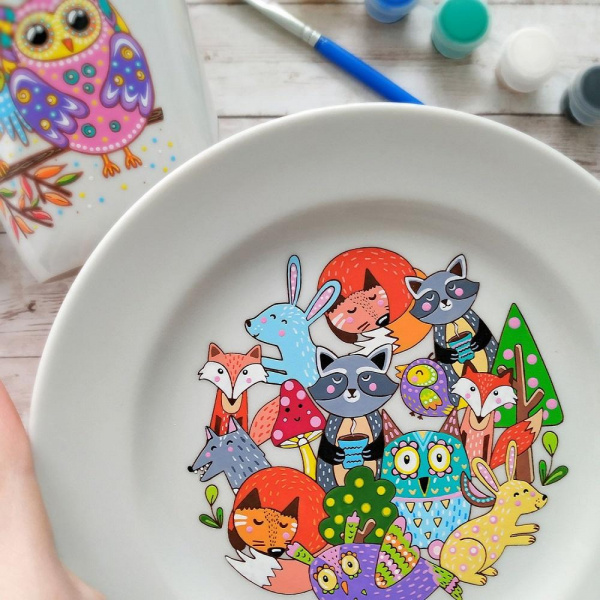 Тарелка раскраска Лесные истории фото 7