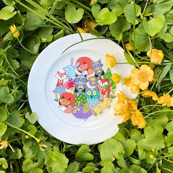 Тарелка раскраска Лесные истории фото 8