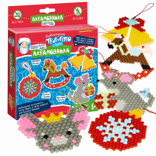 Аквамозаика Мышка и елочные игрушки фото 1