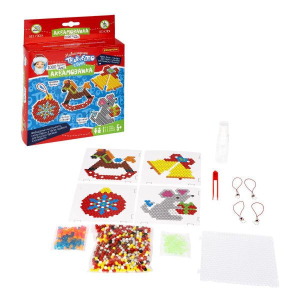 Аквамозаика Мышка и елочные игрушки фото 2