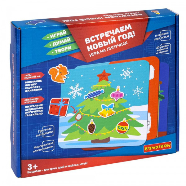 Настольная игра на липучках «Встречаем Новый Год. Играй Думай Твори», Bondibon