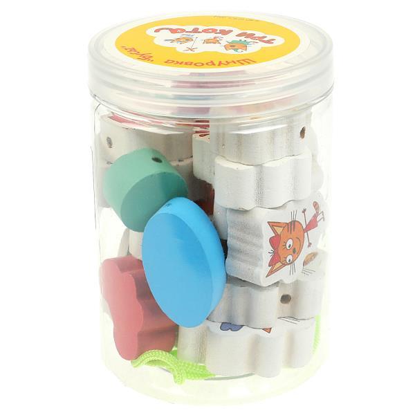 Игрушка деревянная в банке Шнуровка-бусы Три Кота