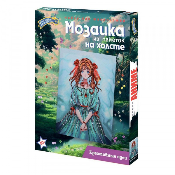 Мозаика из пайеток на холсте «Аниме Девушка», Волшебная мастерская