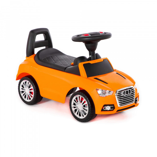 Каталка-автомобиль SuperCar №2 со звуковым сигналом ОРАНЖЕВАЯ фото 3