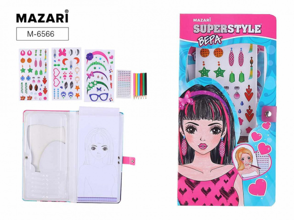 ВЕРА Альбом для творчеств с наклейками трафаретами доской косметикой карандашами Mazari фото 1